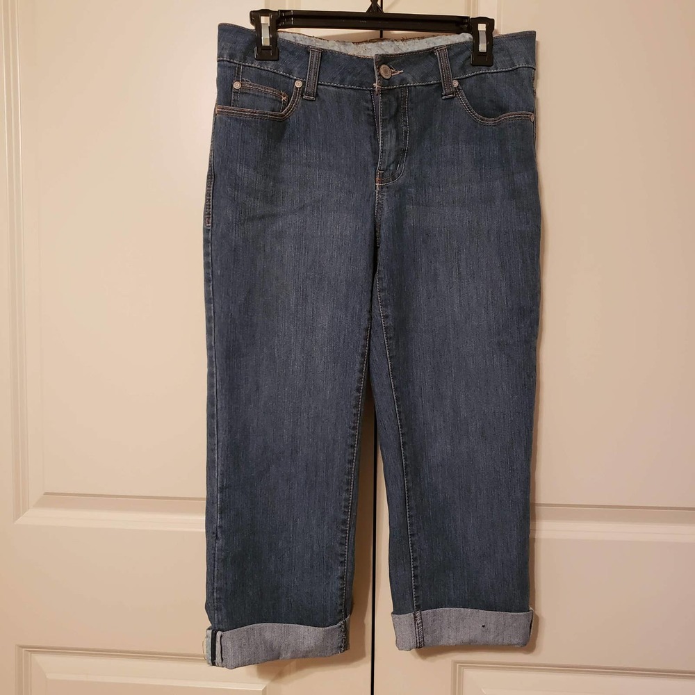Faded Glory Capri Pants Roll Cuff Denim 8